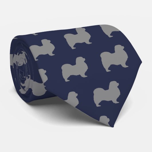 Tibetische Spanische Silhouetten Muster Blau und G Krawatte (Gerollt)