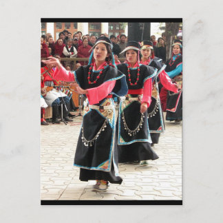 Tibetische Tänzer Traditionelle Kostüme Postkarte
