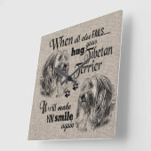 Tibetische Terrier Kunst, wenn alles versage Zitat Quadratische Wanduhr (Winkel)