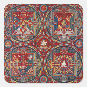 Tibetische vier Mandalas der Vajravali-Serie Quadratischer Aufkleber