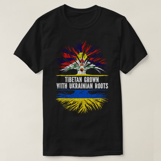 tibetischer Anbau mit ukrainischer Roots-Flagge T-Shirt (Design vorne)