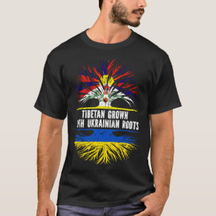 tibetischer Anbau mit ukrainischer Roots-Flagge T-Shirt