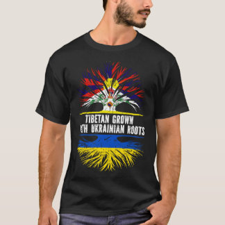 tibetischer Anbau mit ukrainischer Roots-Flagge T-Shirt