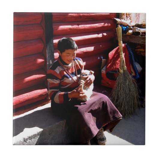 Tibetischer Junge Fliese (Vorderseite)