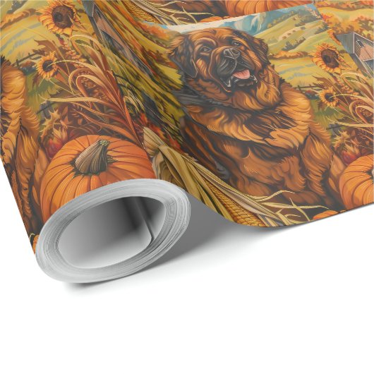 Tibetischer Mastiff Hund Herbst Ernteertrag Ernted Geschenkpapier (Rolleneckpunkt)