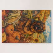 Tibetischer Mastiff Hund Herbst Ernteertrag Ernted Puzzle (Horizontal)