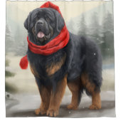 Tibetischer Mastiff Hund in Schneeweihnachtszeit Duschvorhang (Vorderseite)