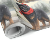 Tibetischer Mastiff Hund in Schneeweihnachtszeit Geschenkpapier (Rolleneckpunkt)
