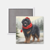 Tibetischer Mastiff Hund in Schneeweihnachtszeit Magnet (Vorderseite/Rückseite)