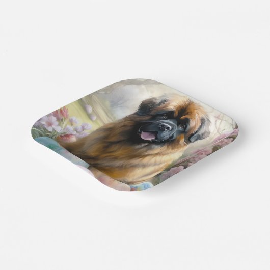 Tibetischer Mastiff Hund mit Ostereier Urlaub Pappteller (Gewinkelt)