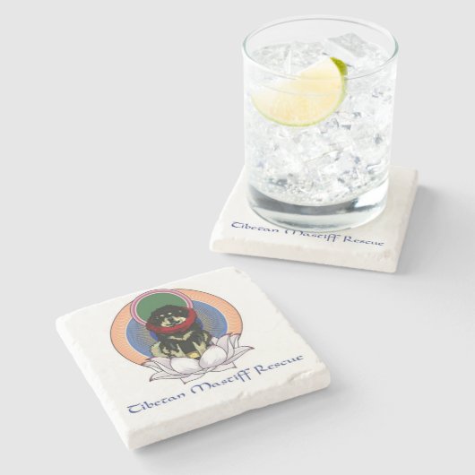 Tibetischer Mastiff-Logo-Untersetzer Steinuntersetzer (Seitenansicht)