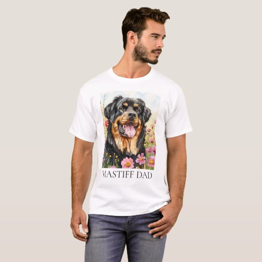 Tibetischer Mastiff Vater Wasserfarben Shirt (Vorne ganz)