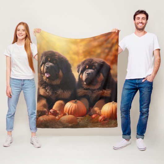 Tibetischer Mastiff Welpe Herbst Kürbis Fleecedecke (Beispiel)
