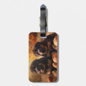 Tibetischer Mastiff Welpe Herbst Kürbis Gepäckanhänger (Rückseite vertikal)