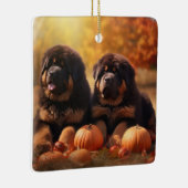 Tibetischer Mastiff Welpe Herbst Kürbis Keramikornament (Rechts)