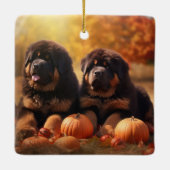 Tibetischer Mastiff Welpe Herbst Kürbis Keramikornament (Rückseite)