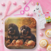 Tibetischer Mastiff Welpe Herbst Kürbis Pappteller (Party)