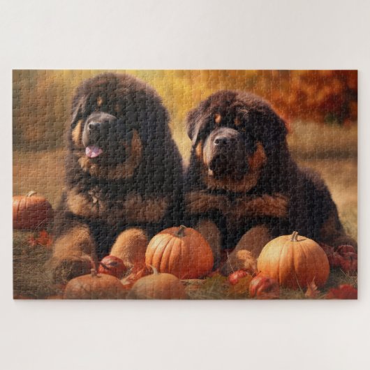 Tibetischer Mastiff Welpe Herbst Kürbis Puzzle (Horizontal)