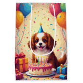 Tibetischer Spaniel-Geburtstagsfeier Mittlere Geschenktüte (Rückseite)