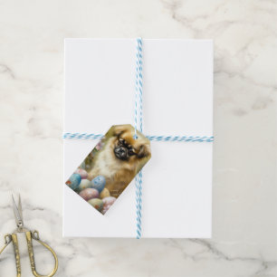 Tibetischer Spaniel-Hund mit Ostereiern Feiertag Geschenkanhänger