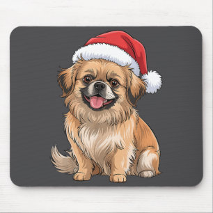 Tibetischer Spaniel Hund Weihnachten Santa Hut Hau Mousepad