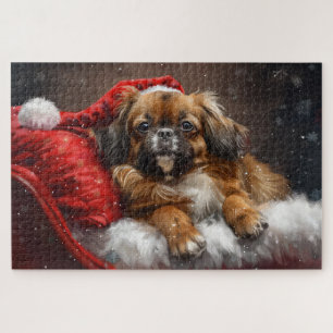 Tibetischer Spaniel Hund Weihnachtsfestlich Puzzle
