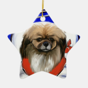 Tibetischer Spaniel Keramikornament