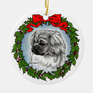 Tibetischer Spaniel - Kunst von Glenda S. Harlan Keramik Ornament