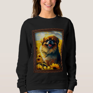 Tibetischer Spaniel malt Sonnenblume Blumen Mama F Sweatshirt