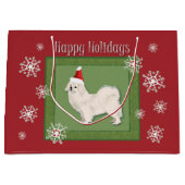 Tibetischer Spaniel (weiß) Weihnachtsbeutel Große Geschenktüte (Vorderseite)