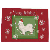 Tibetischer Spaniel (weiß) Weihnachtsbeutel Große Geschenktüte (Rückseite)
