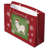 Tibetischer Spaniel (weiß) Weihnachtsbeutel Große Geschenktüte (Rückseite Schrägansicht)
