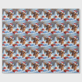 Tibetischer Spanier, der mit Weihnachtshut in Schn Geschenkpapier (Flach)