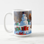 Tibetischer Spanier, der mit Weihnachtshut in Schn Kaffeetasse (Links)