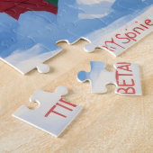 Tibetischer Spanier, der mit Weihnachtshut in Schn Puzzle (Seite)