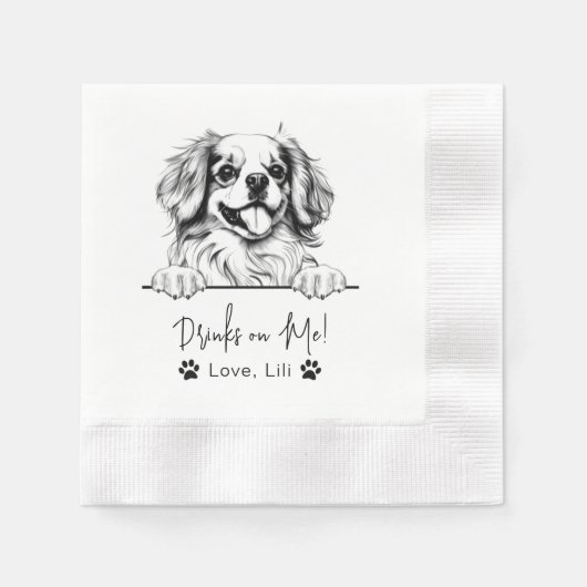 Tibetischer Spanier trinkt Personalisierte Getränk Serviette (Vorderseite)