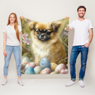Tibetischer Spanierhund mit Ostereier Urlaub Fleecedecke