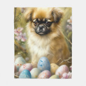 Tibetischer Spanierhund mit Ostereier Urlaub Fleecedecke (Vorderseite)