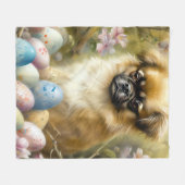 Tibetischer Spanierhund mit Ostereier Urlaub Fleecedecke (Vorderseite (Horizontal))