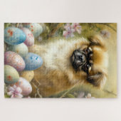 Tibetischer Spanierhund mit Ostereier Urlaub Puzzle (Horizontal)