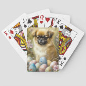 Tibetischer Spanierhund mit Ostereier Urlaub Spielkarten (Rückseite)