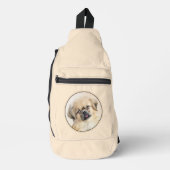 Tibetischer Spanisch-Malereicreme und Weiße Hunde Crossbody Bag (Vorderseite)