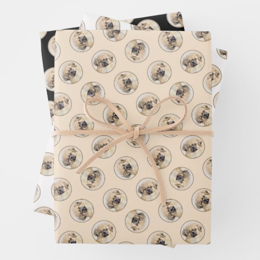 Tibetischer Spanisch-Malereicreme und Weiße Hunde  Geschenkpapier Set (Beispiel)