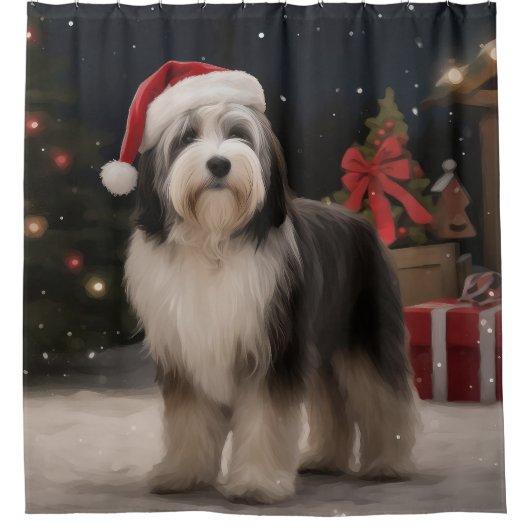 Tibetischer Terrier Dog zu Schneehochzeiten Duschvorhang (Vorderseite)