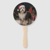 Tibetischer Terrier Dog zu Schneehochzeiten Fächer (Vorderseite)