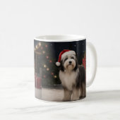 Tibetischer Terrier Dog zu Schneehochzeiten Kaffeetasse (VorderseiteRechts)