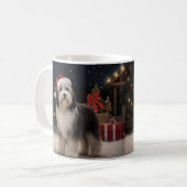 Tibetischer Terrier Dog zu Schneehochzeiten Kaffeetasse (Vorderseite Links)