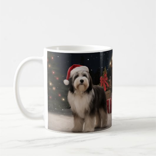 Tibetischer Terrier Dog zu Schneehochzeiten Kaffeetasse (Links)