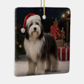 Tibetischer Terrier Dog zu Schneehochzeiten Keramikornament (Rechts)