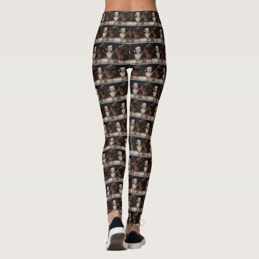 Tibetischer Terrier Dog zu Schneehochzeiten Leggings (Rückseite)